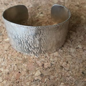 Hammered Silver Metal Cuff 1.5” Wide
